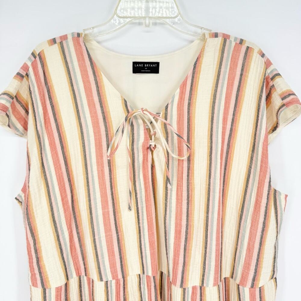 Lane Bryant Dolman-Sleeve Midi‎ Swing Dress Striped With Lace-Up Detail Size 20 - Picture 6 of 15